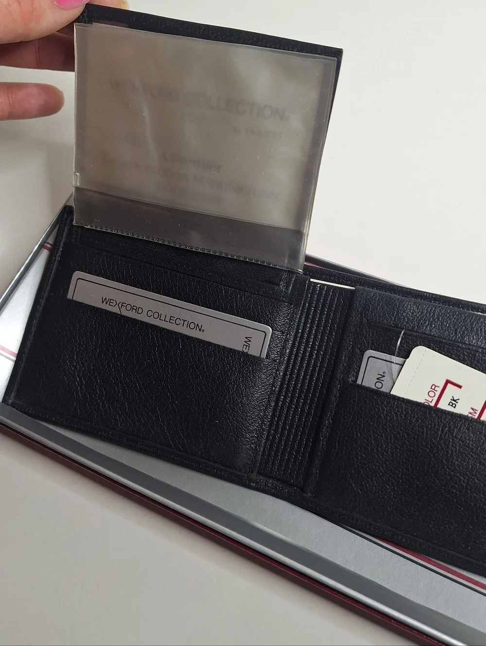 Buxton Genuine Leather Credit Card Billfold Wallet Black Milled Leather NEW